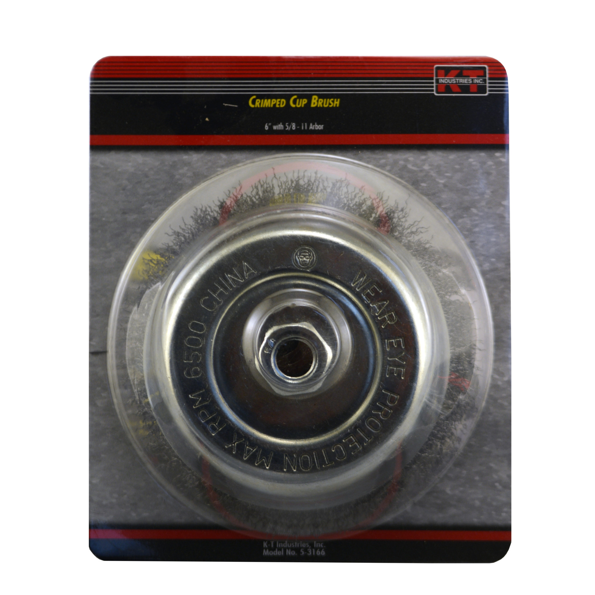K-T Industries Crimped Wire Cup Brush — 6in. Diameter, 5/8-11 Arbor, 5000 RPM, Model# 5-3166